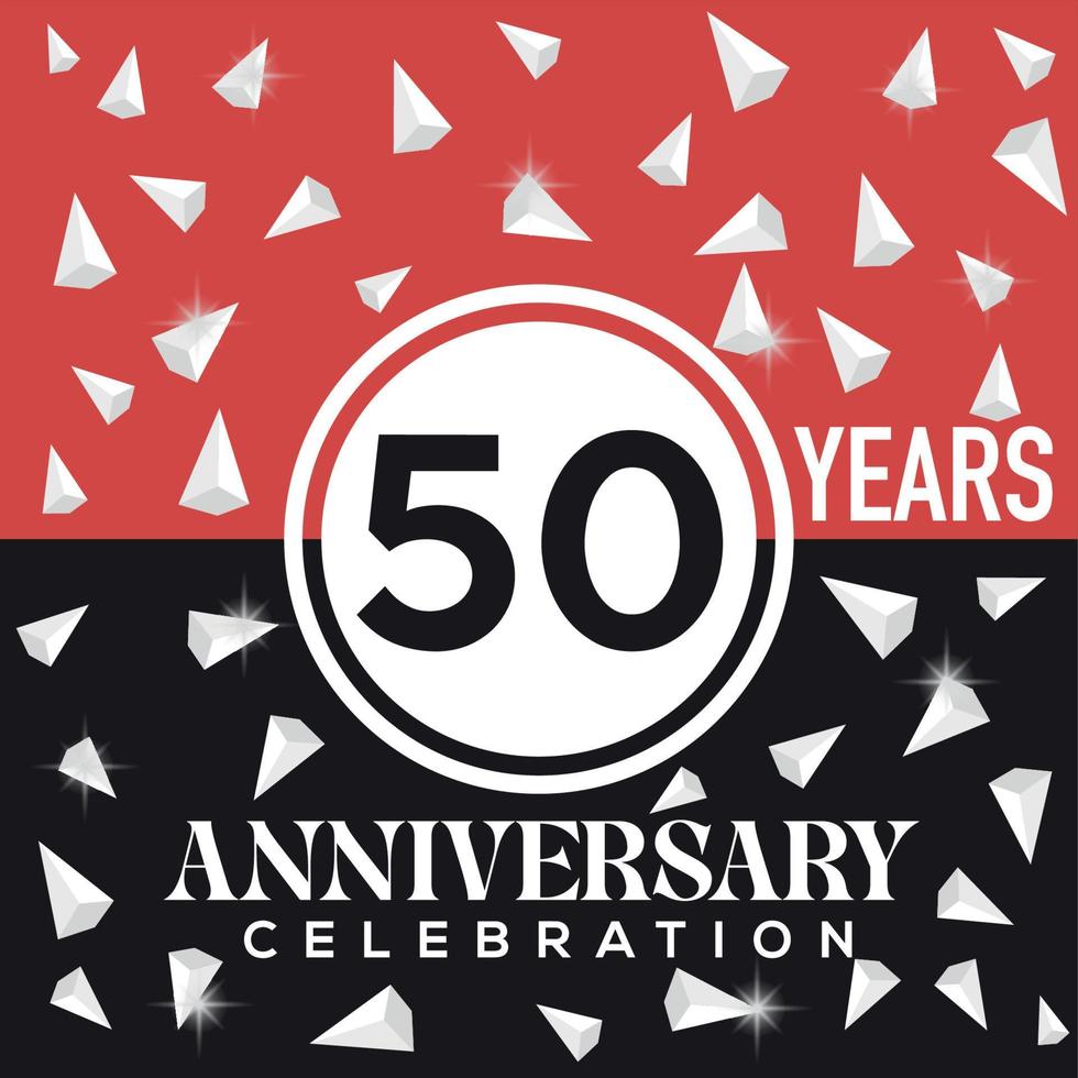 célébrer 50e ans anniversaire logo conception avec rouge et noir Contexte vecteur