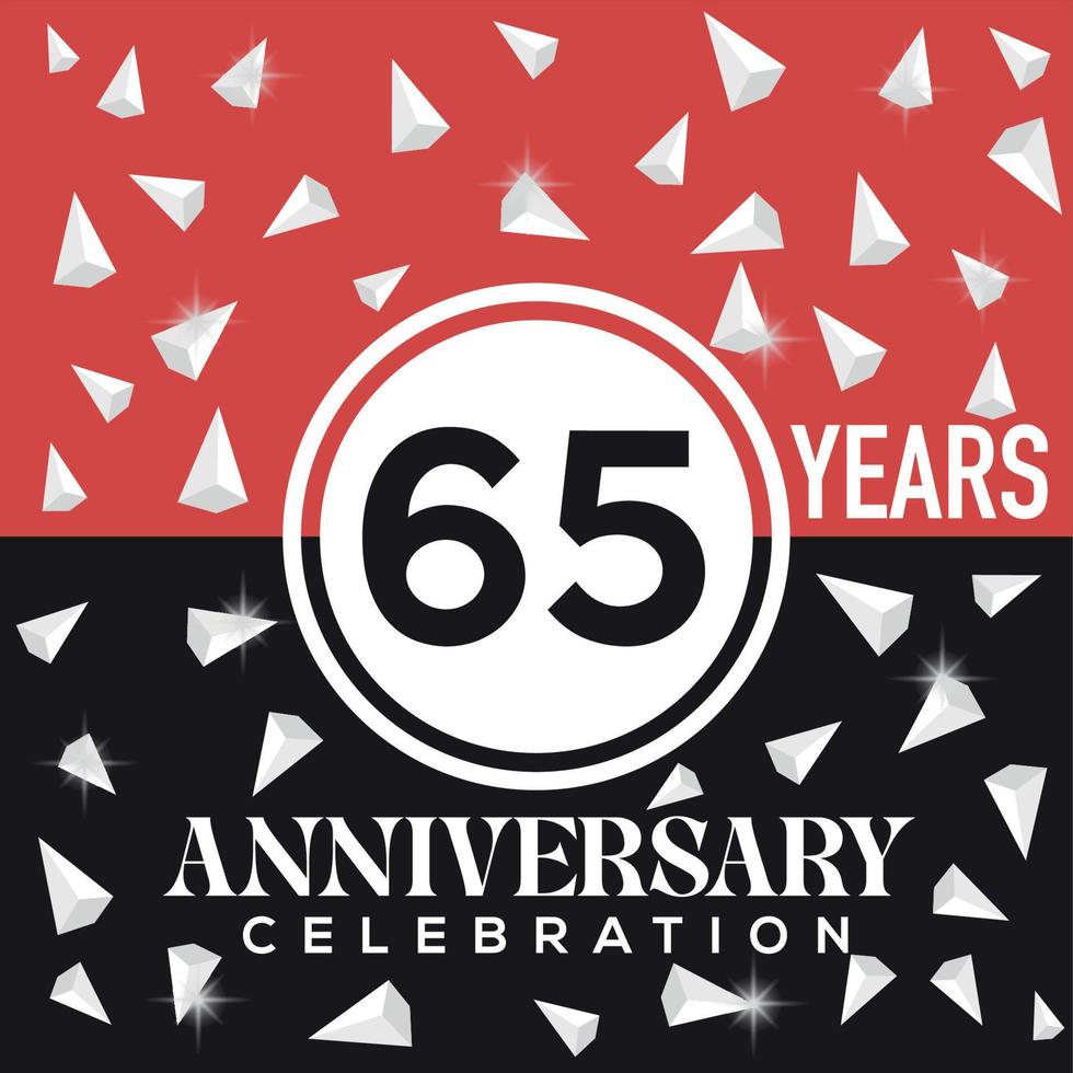 célébrer 65 ans anniversaire logo conception avec rouge et noir Contexte vecteur