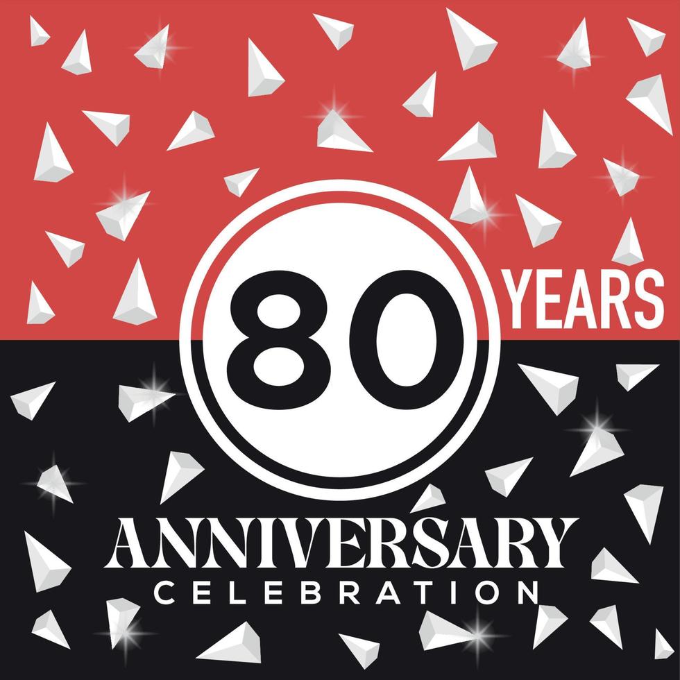 célébrer 80 ans anniversaire logo conception avec rouge et noir Contexte vecteur