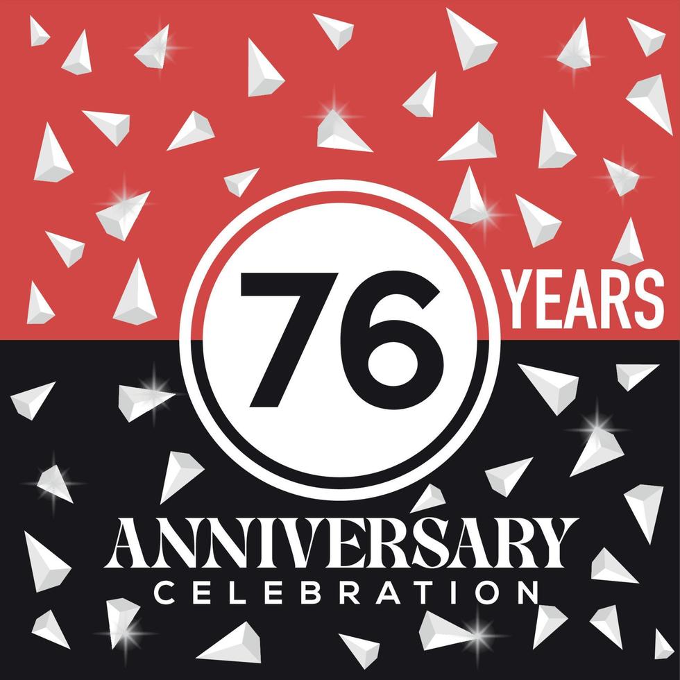 célébrer 76 ans anniversaire logo conception avec rouge et noir Contexte vecteur