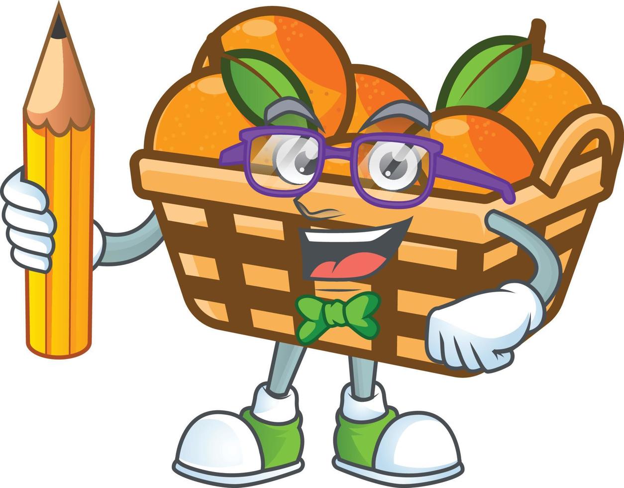 panier des oranges dessin animé personnage style vecteur