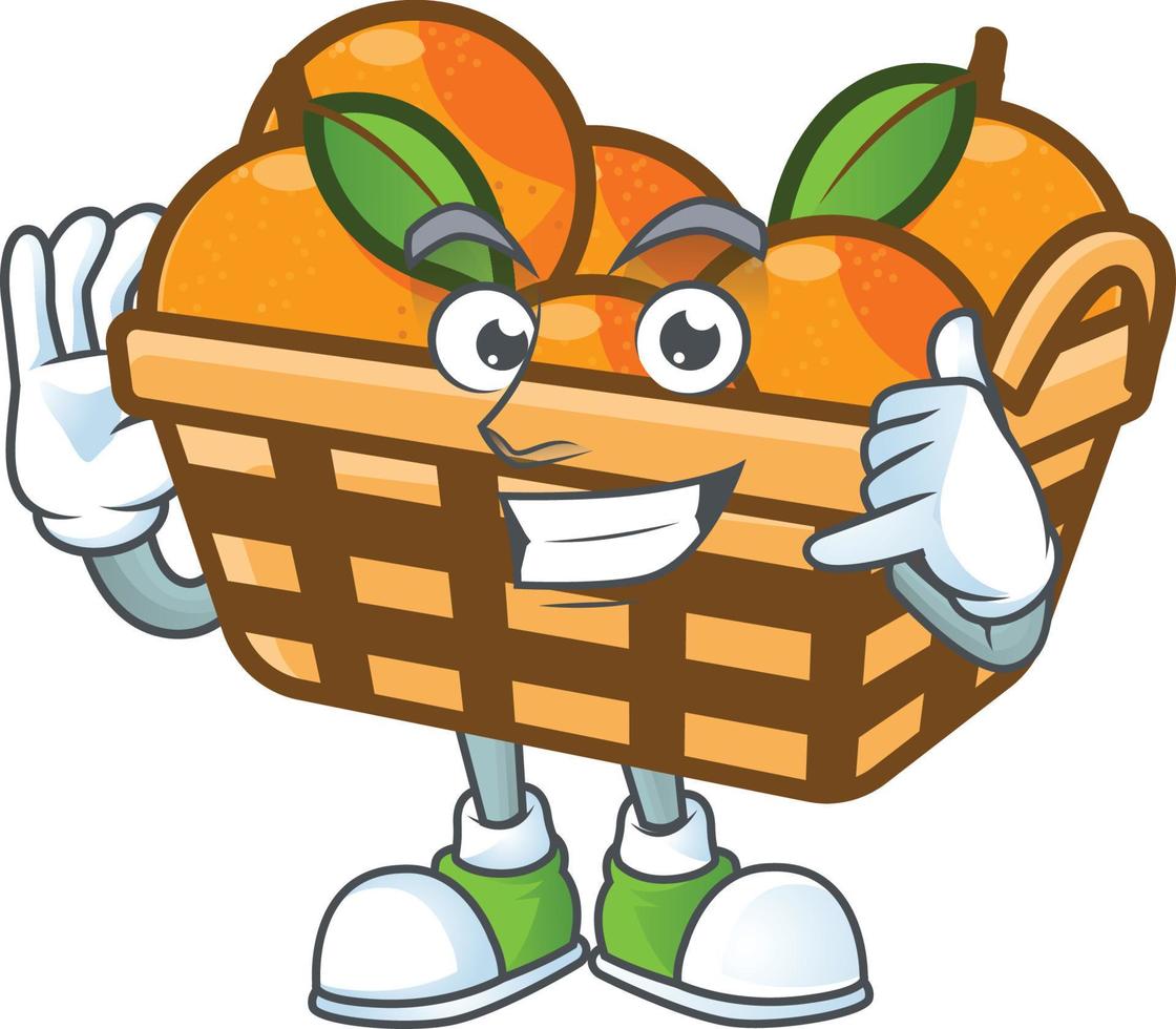 panier des oranges dessin animé personnage style vecteur