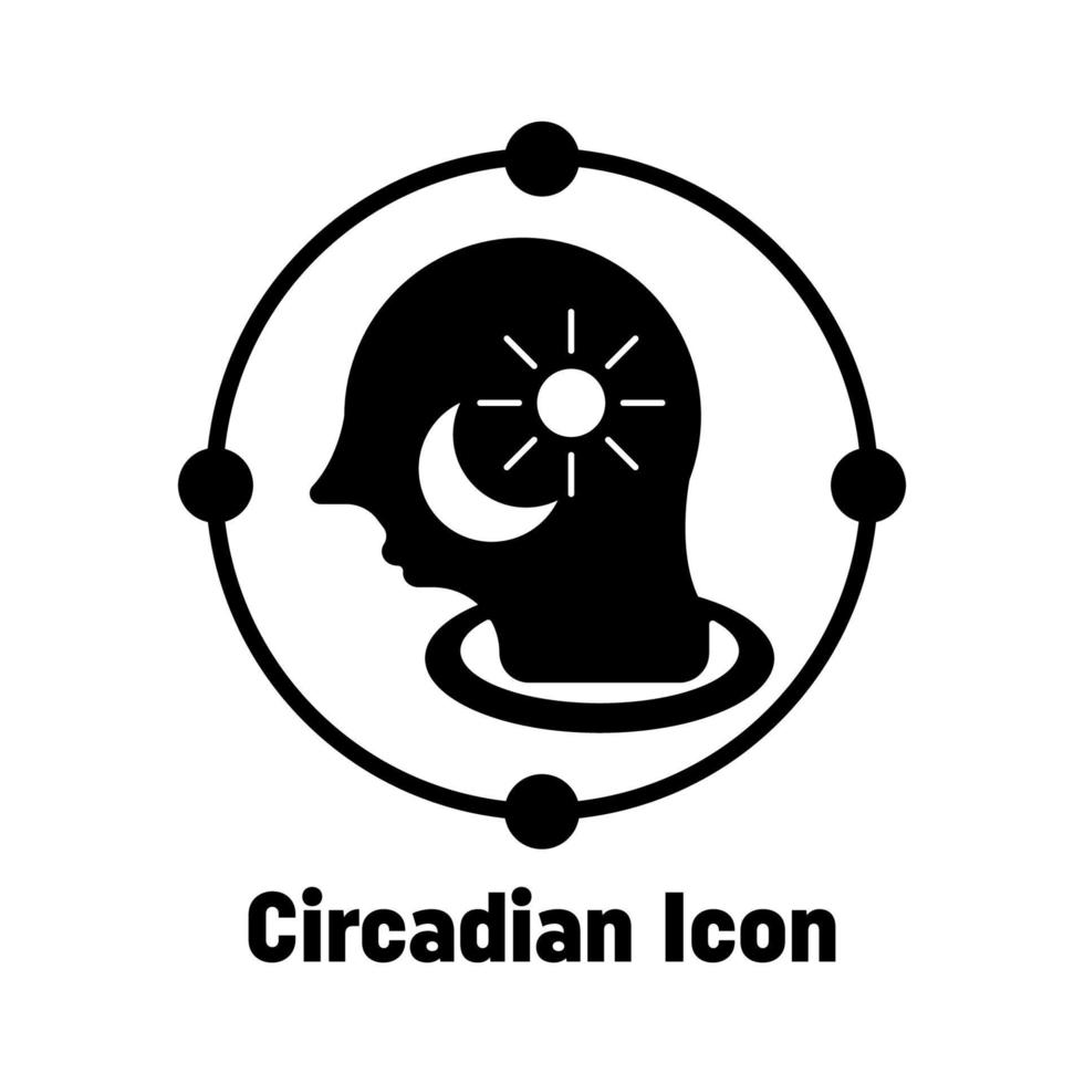 circadien icône isolé sur noir. circadien symbole adapté pour graphique designers et sites Internet sur une blanc Contexte. vecteur