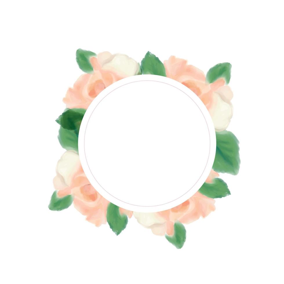 vecteur rond Cadre avec aquarelle Rose fleurs sur blanc Contexte dans pastel couleurs.