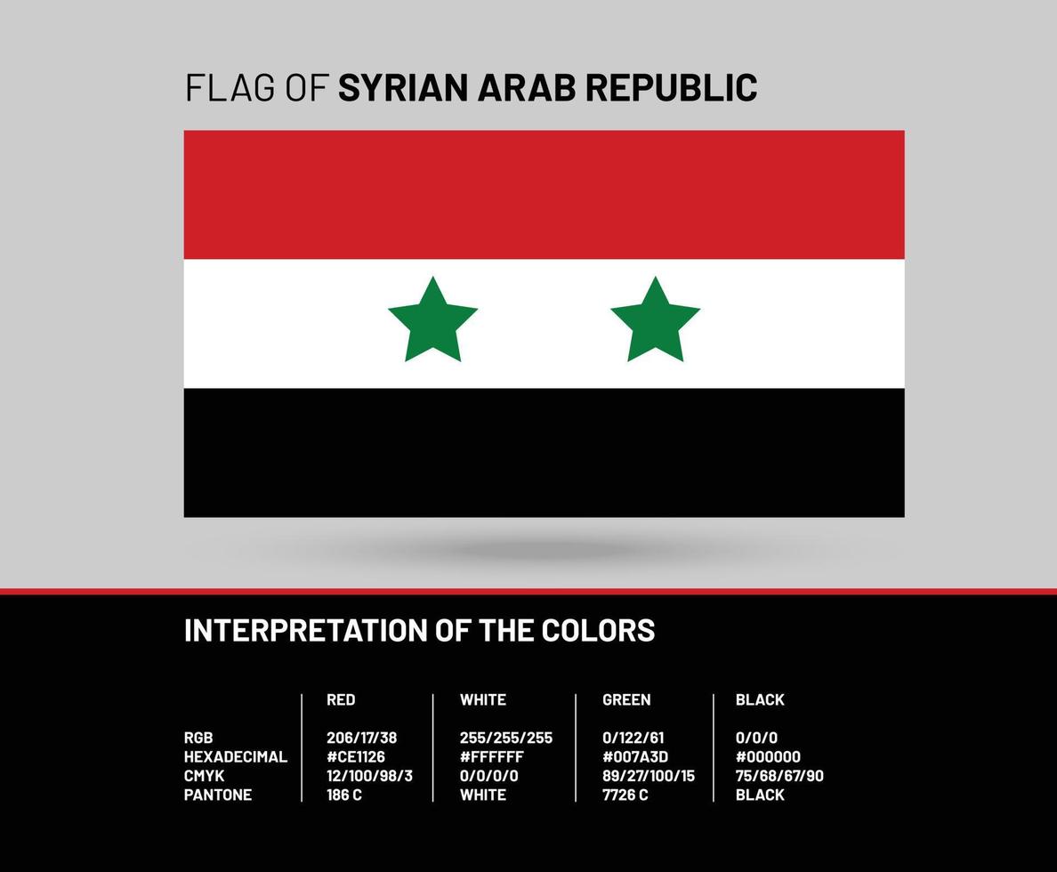 drapeau de Syrie. le officiel Etat symbole de le syrien arabe république. correct couleurs, tailles et proportions. Trois rayures - rouge, blanc noir vecteur
