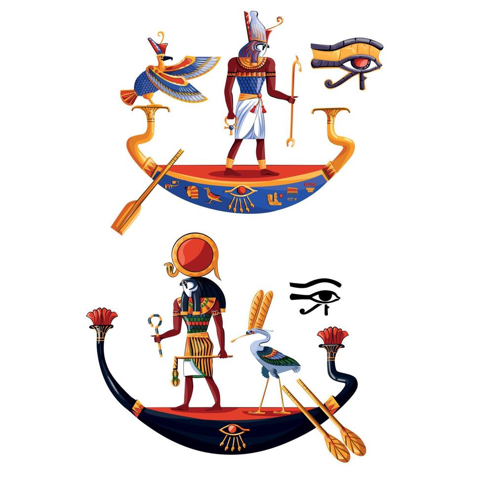 ancien Egypte Soleil Dieu ra ou horus dessin animé vecteur