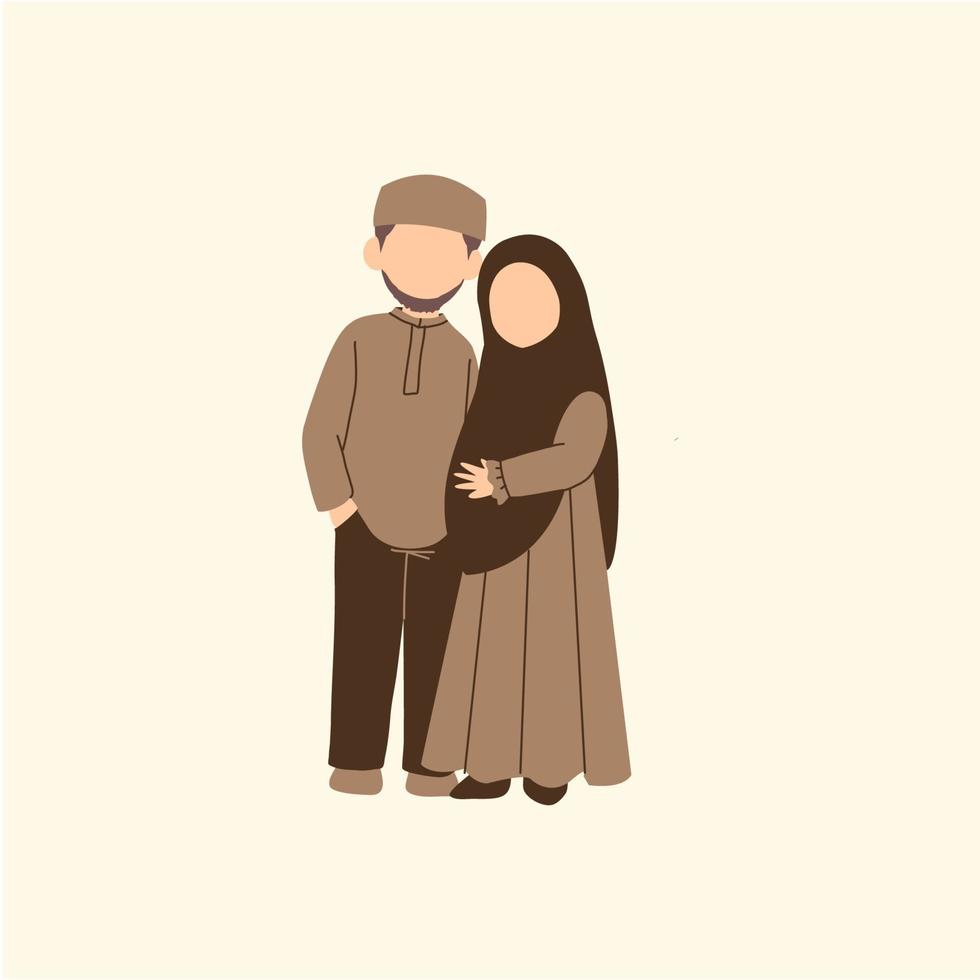 dessin animé de musulman famille vecteur
