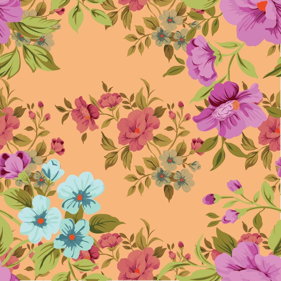 motif floral sans couture fleur vintage mignon vecteur