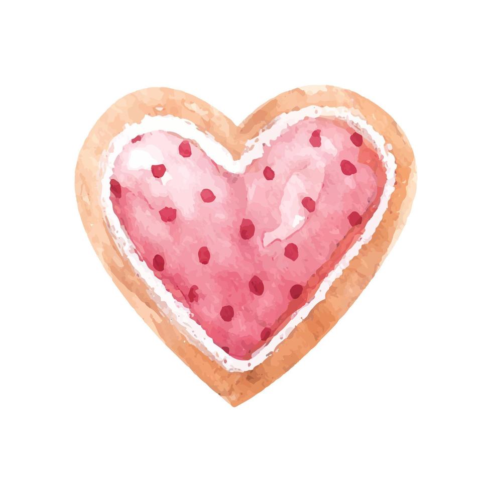 cœur Royal glaçage biscuits isolé aquarelle illustration pour la Saint-Valentin journée événements. vecteur