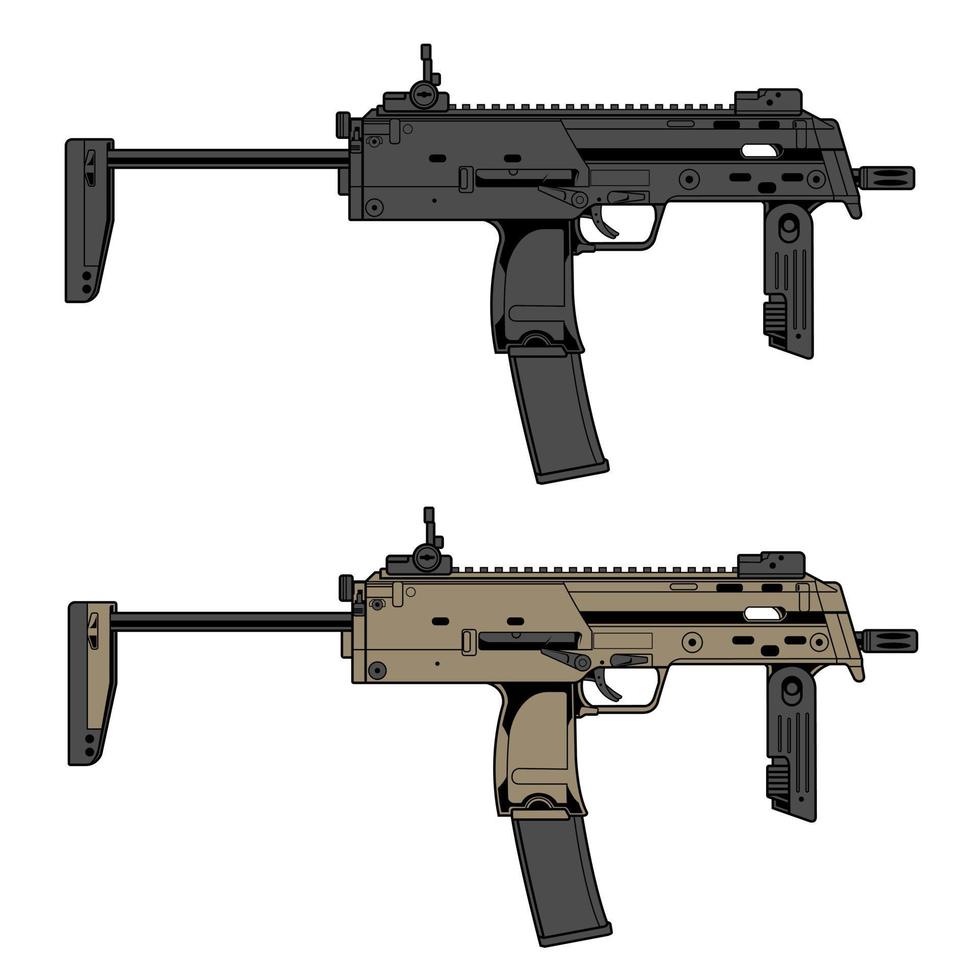 conception vecteur pistolet mp7 avec deux Couleur versions