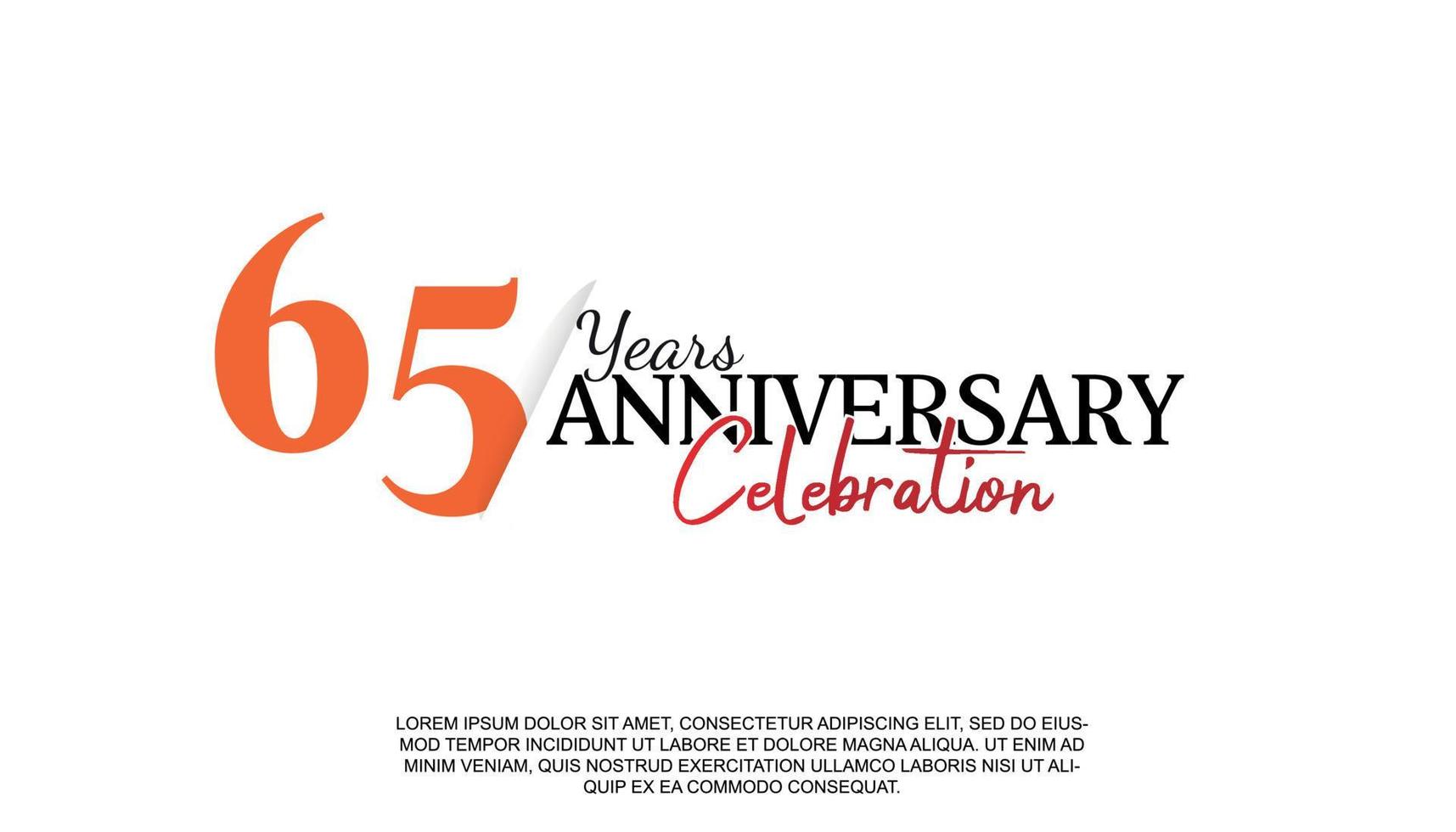 65 ans anniversaire logotype nombre avec rouge et noir Couleur pour fête un événement isolé vecteur
