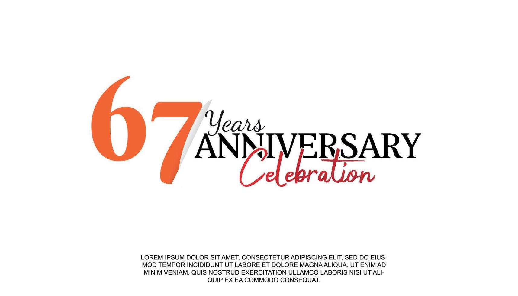 67 ans anniversaire logotype nombre avec rouge et noir Couleur pour fête un événement isolé vecteur