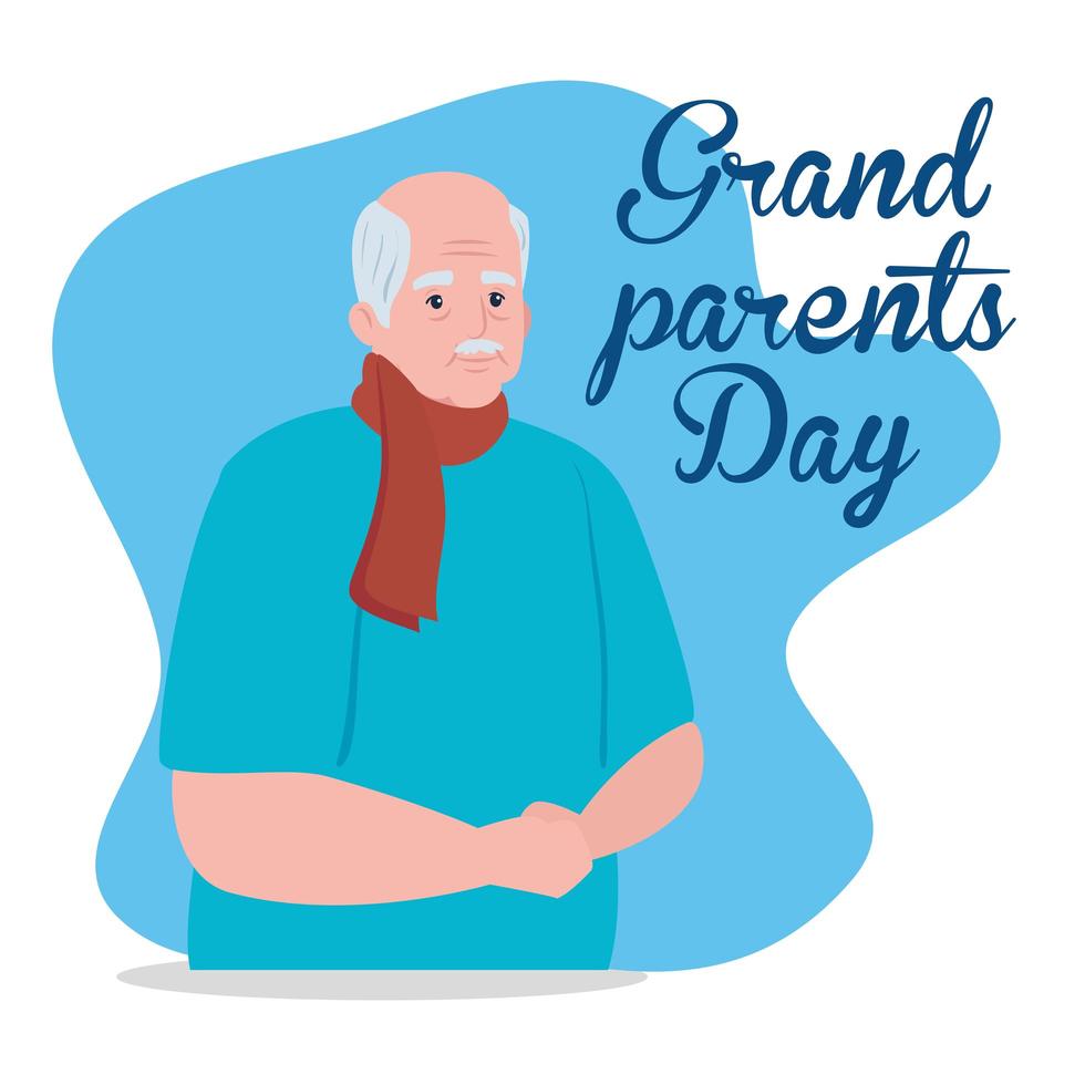 bannière de célébration de la journée des grands-parents heureux avec un grand-père mignon vecteur