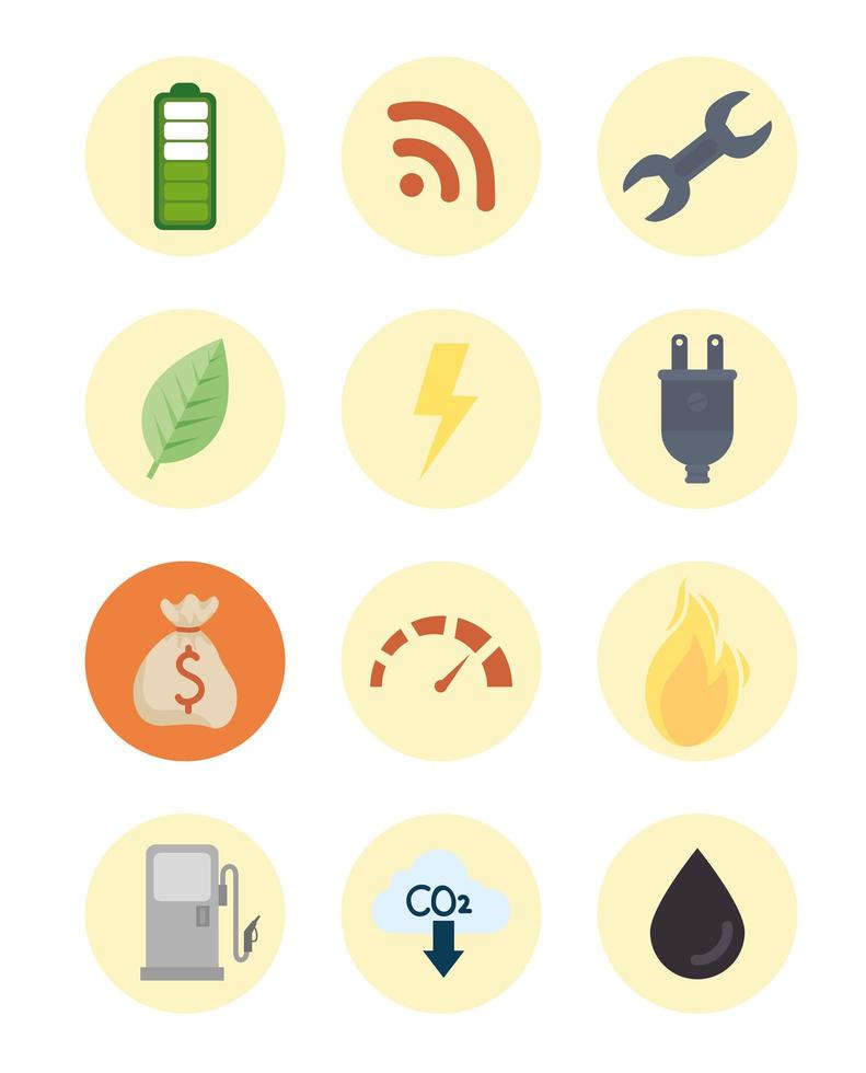 jeu d'icônes alternatives énergétiques vecteur