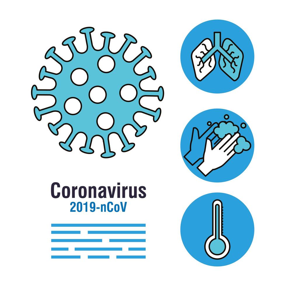 bannière de pandémie de coronavirus avec des icônes vecteur