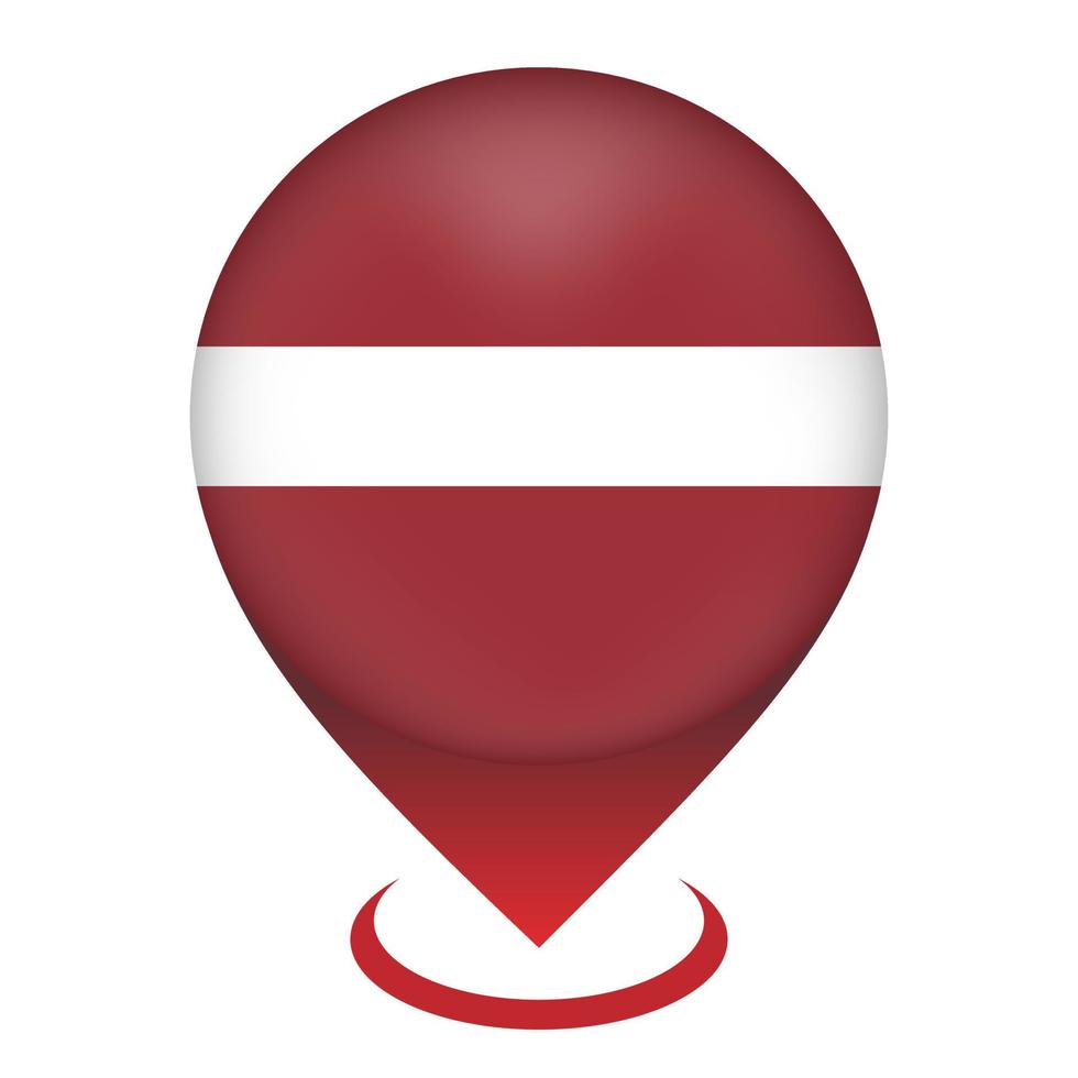 pointeur de carte avec contry lettonie. drapeau de la lettonie. illustration vectorielle. vecteur