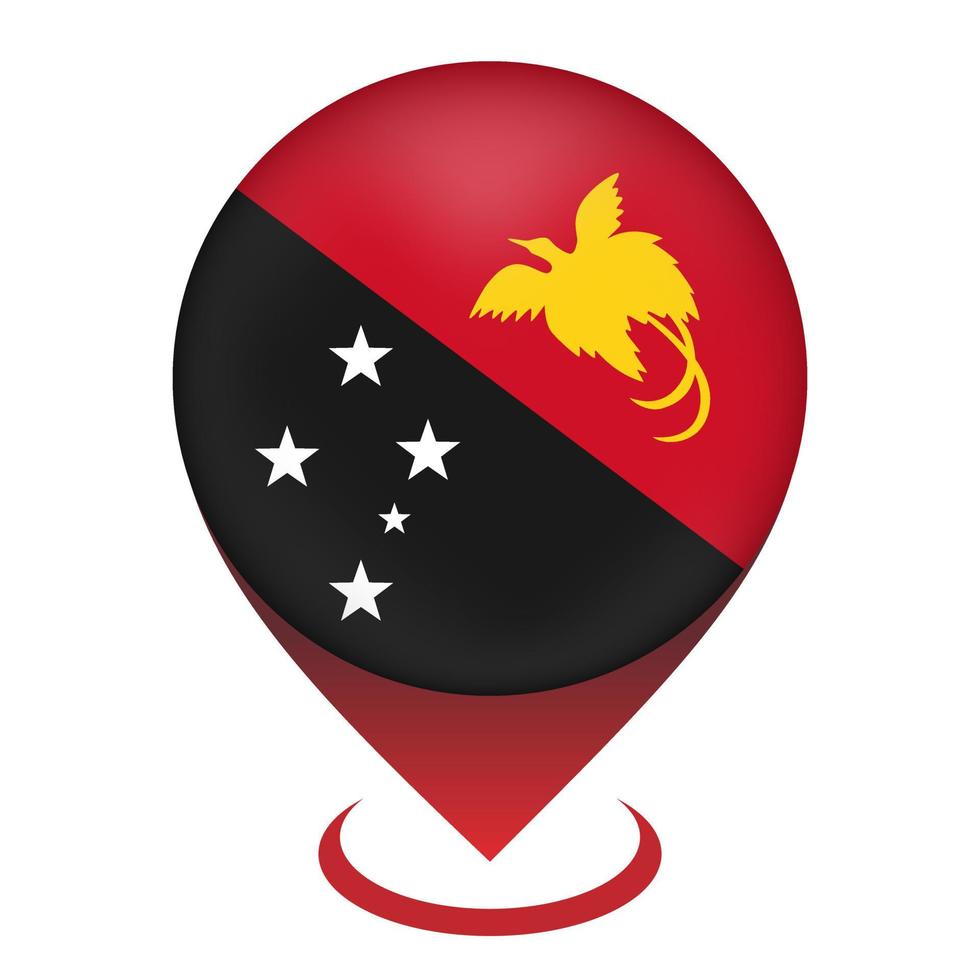 pointeur de carte avec contry papouasie nouvelle guinée. drapeau de papouasie nouvelle guinée. illustration vectorielle. vecteur