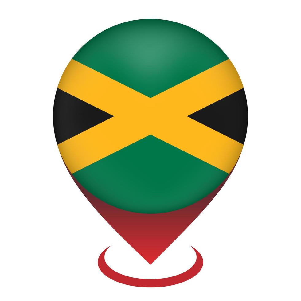 pointeur de carte avec contry jamaïque. drapeau de la jamaïque. illustration vectorielle. vecteur