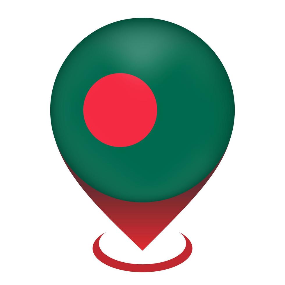 pointeur de carte avec contry bangladesh. drapeau bangladais. illustration vectorielle. vecteur