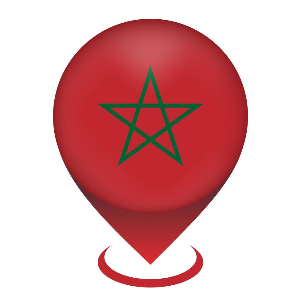 pointeur de carte avec contry maroc. drapeau marocain. illustration vectorielle. vecteur