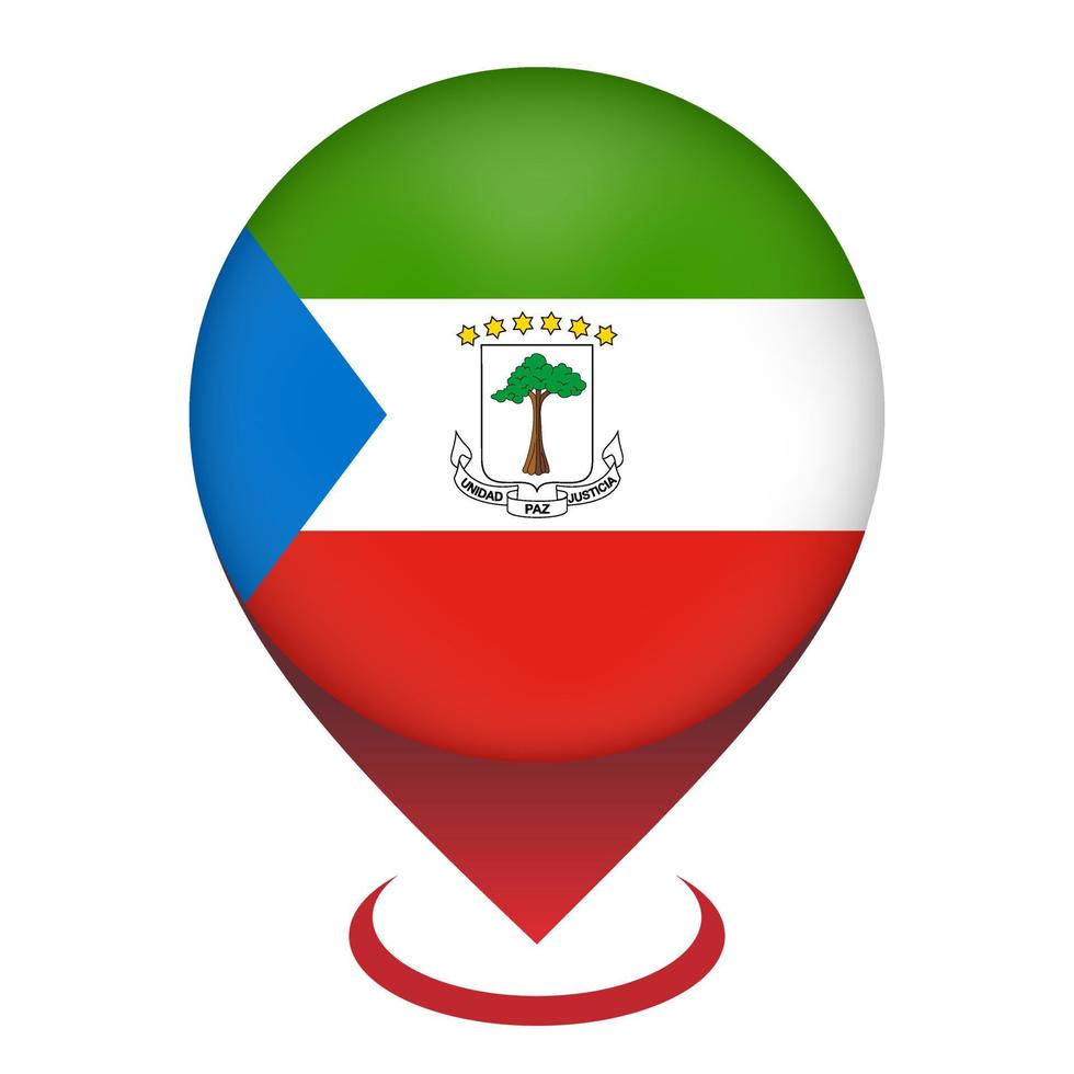 pointeur de carte avec contry guinée équatoriale. drapeau de la guinée équatoriale. illustration vectorielle. vecteur