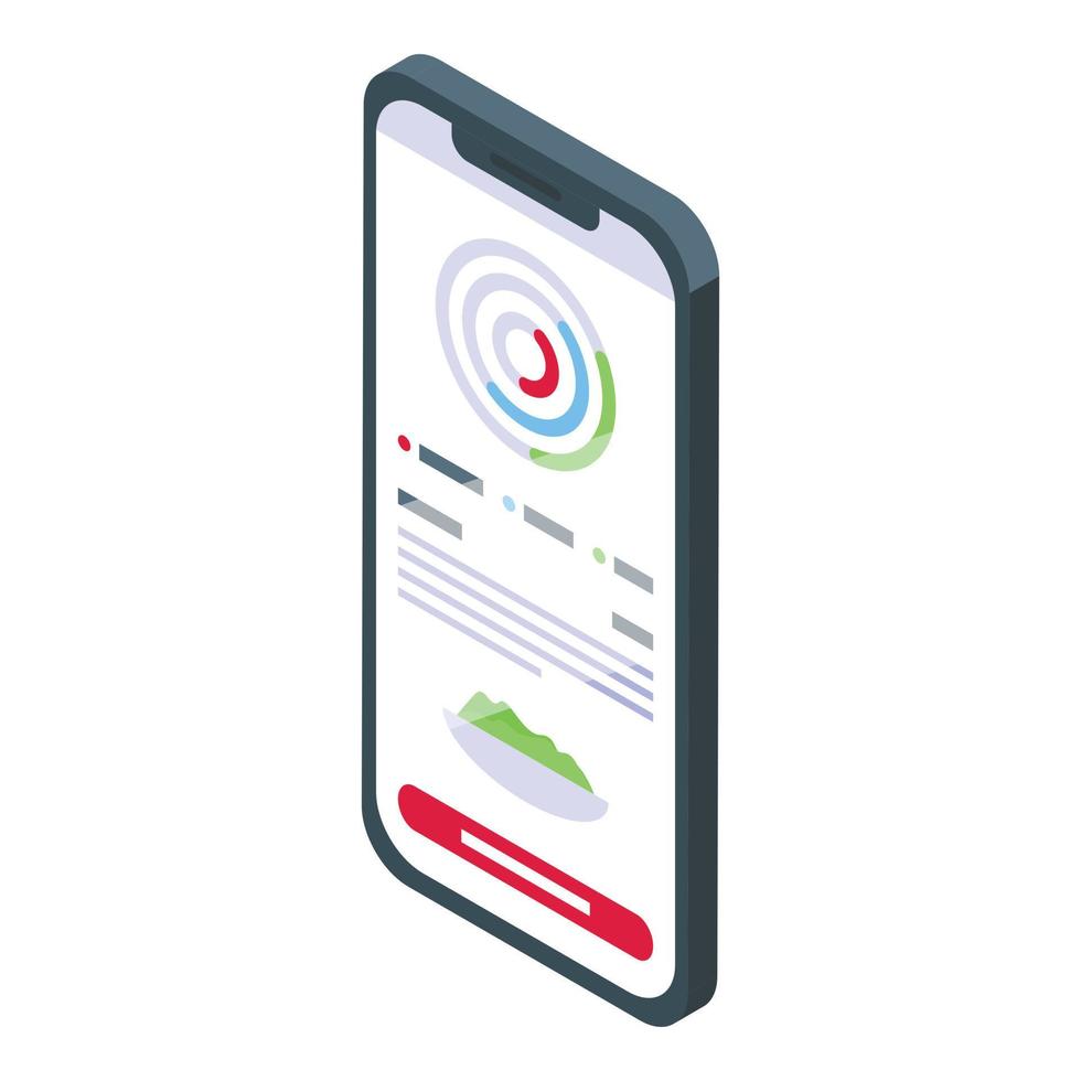régime app icône isométrique vecteur. sport téléphone vecteur