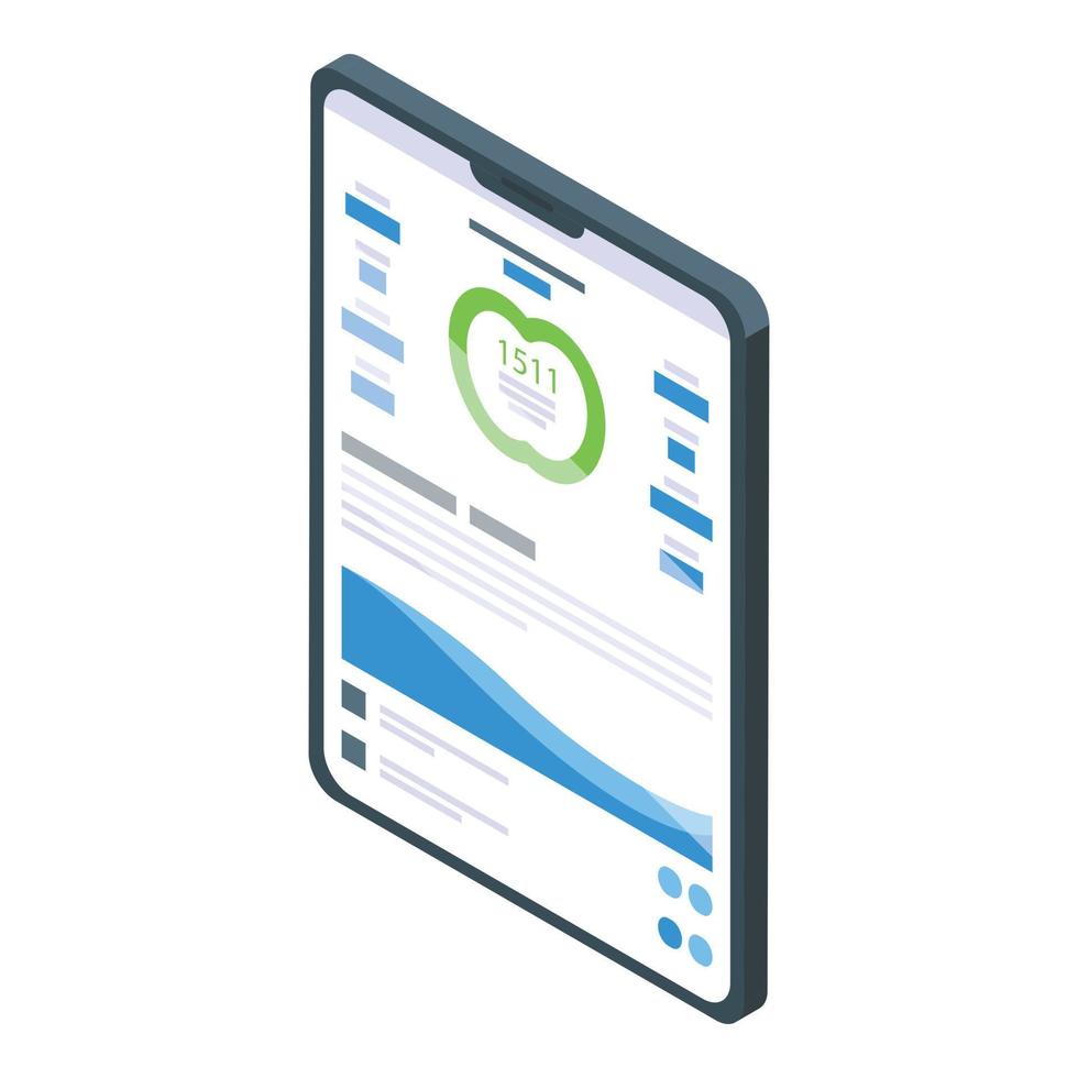 tablette régime app icône isométrique vecteur. sport aptitude vecteur