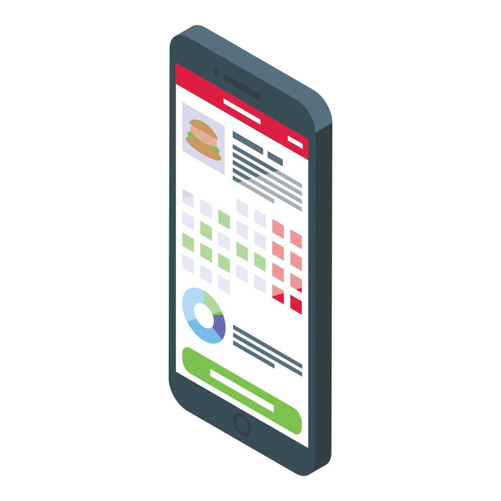 régime app calendrier icône isométrique vecteur. sport numérique vecteur
