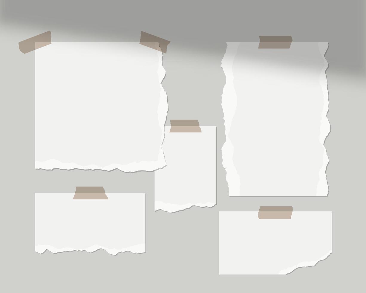 modèle de maquette de tableau d'humeur. feuilles vides de papier blanc sur le mur avec superposition d'ombre. vecteur de maquette isolé. conception de modèle. illustration vectorielle réaliste.