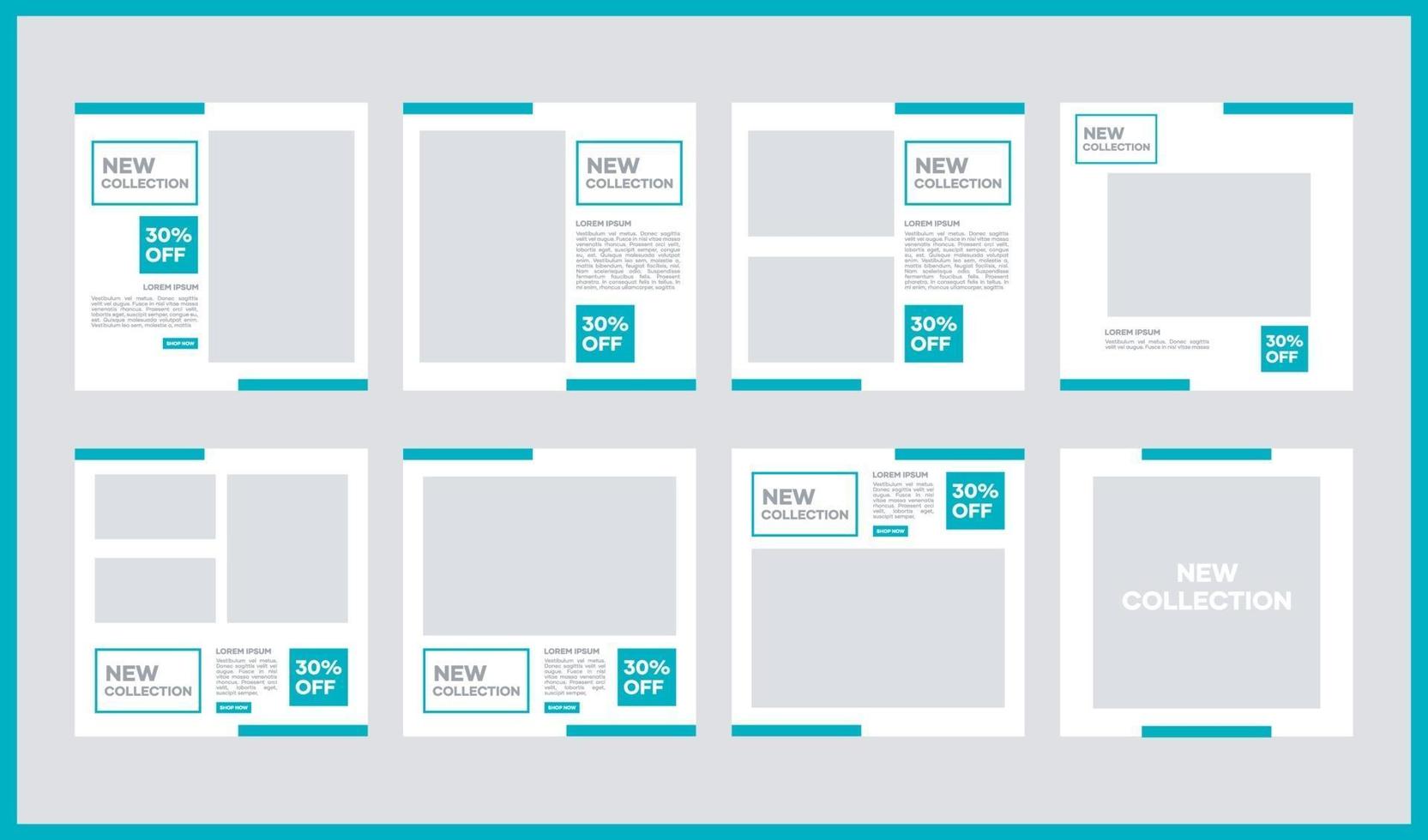 bundle de conception de modèle de vecteur de médias sociaux. avec une couleur vert clair sur fond blanc. convient aux publications sur les réseaux sociaux et à la publicité sur Internet sur les sites Web