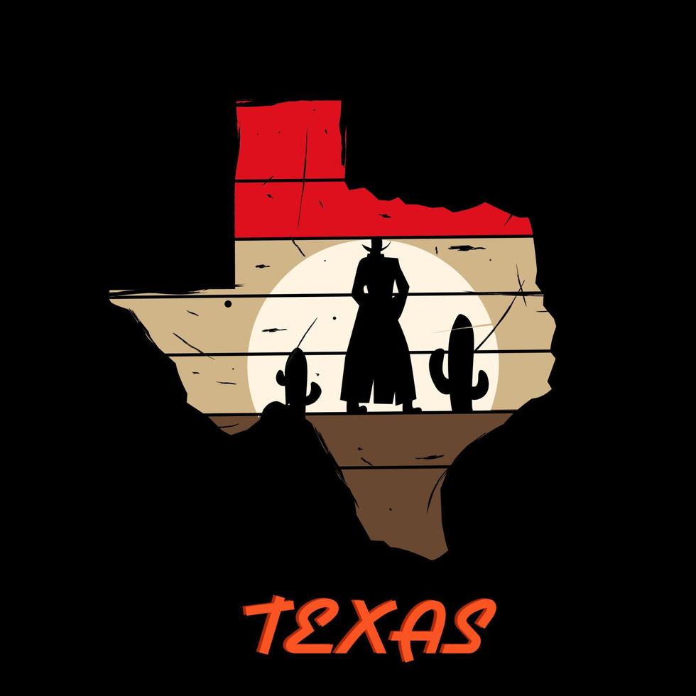 illustration vecteur de silhouette de cow-boy dans Texas parfait pour impression, vêtements, etc.