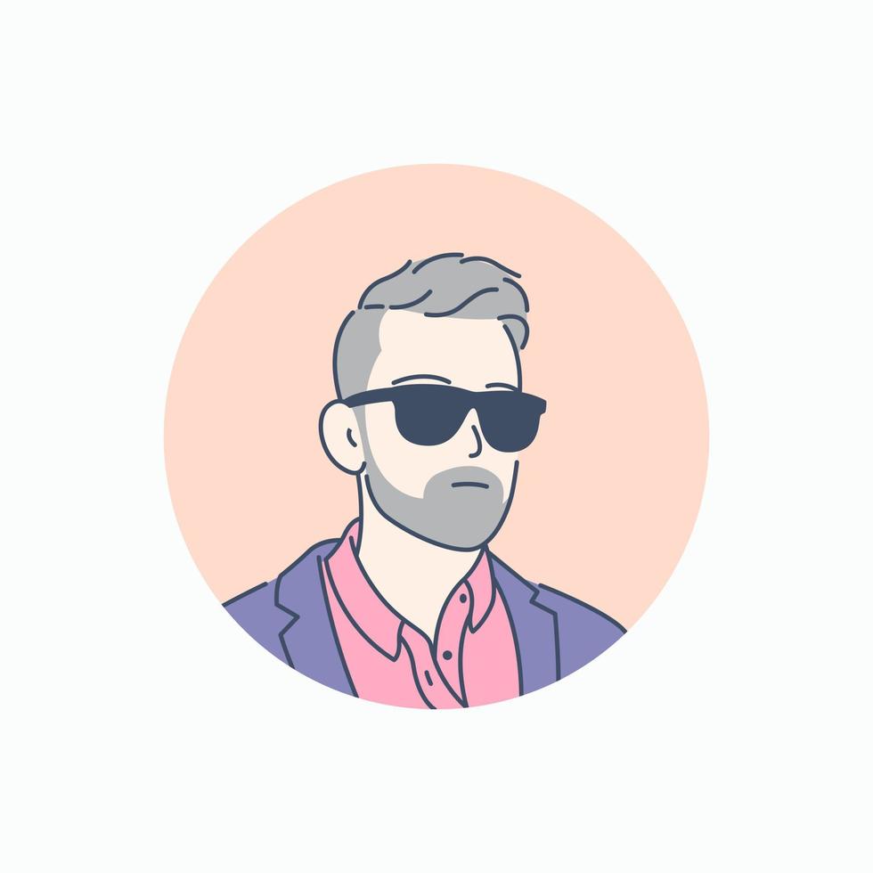 icône illustration de une homme portant des lunettes de soleil, main tiré style vecteur conception illustration