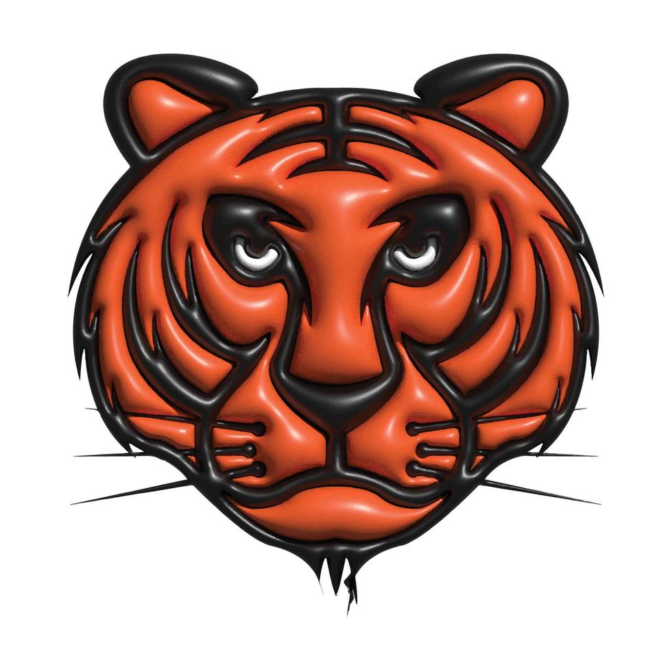 tigre visage 3d illustration, coloré tigre mascotte, tigre logo conception vecteur