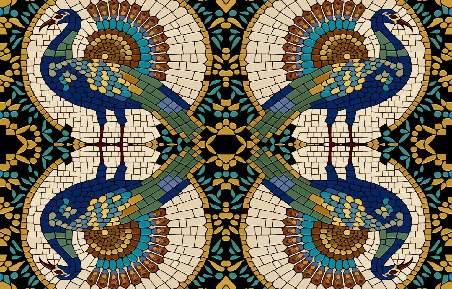 paon faisan dinde mosaïque modèle. abstrait populaire ethnique tribal géométrique graphique doubler. texture textile en tissu sans couture motifs vecteur illustration. fleuri élégant luxe ancien rétro style.