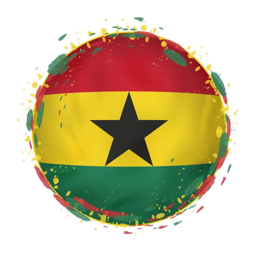 rond grunge drapeau de Ghana avec éclaboussures dans drapeau couleur. vecteur