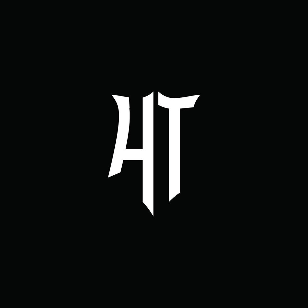 ruban de logo de lettre monogramme ht avec style de bouclier isolé sur fond noir vecteur