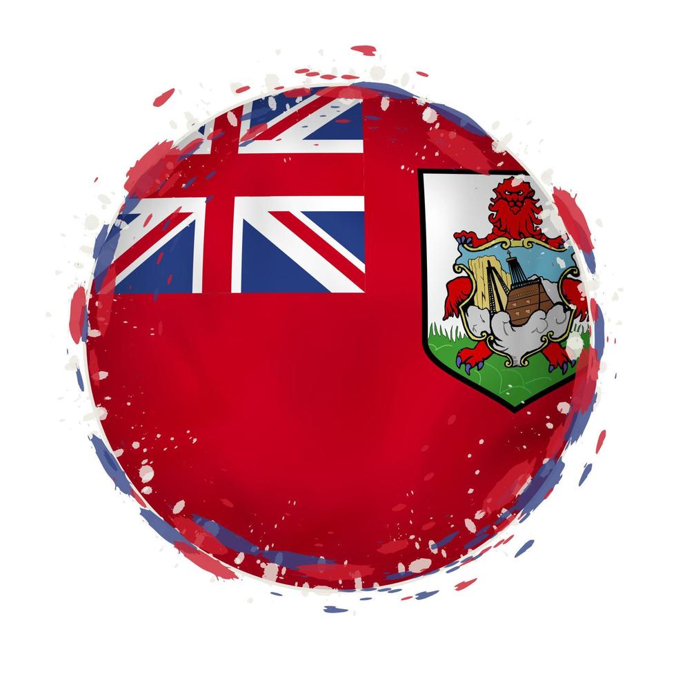 rond grunge drapeau de Bermudes avec éclaboussures dans drapeau couleur. vecteur