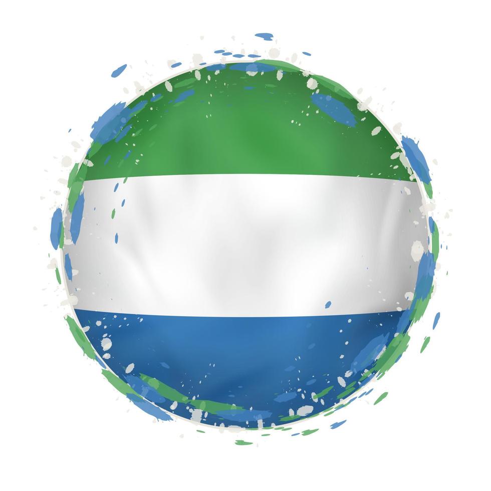 rond grunge drapeau de sierra leone avec éclaboussures dans drapeau couleur. vecteur