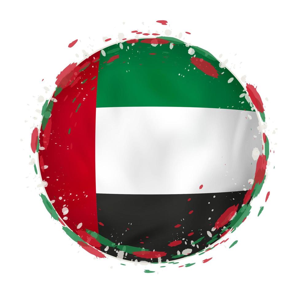rond grunge drapeau de uni arabe émirats avec éclaboussures dans drapeau couleur. vecteur