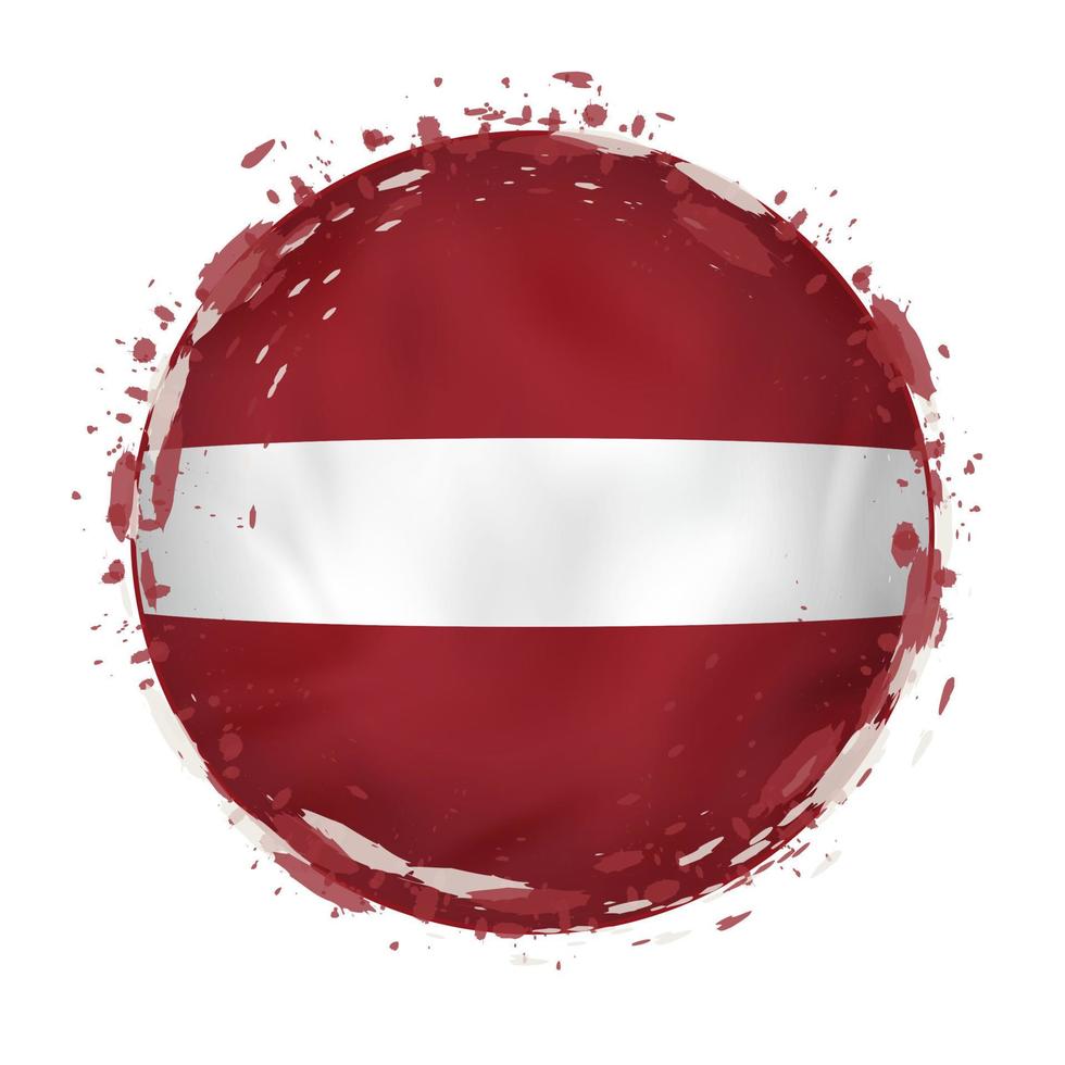 rond grunge drapeau de Lettonie avec éclaboussures dans drapeau couleur. vecteur