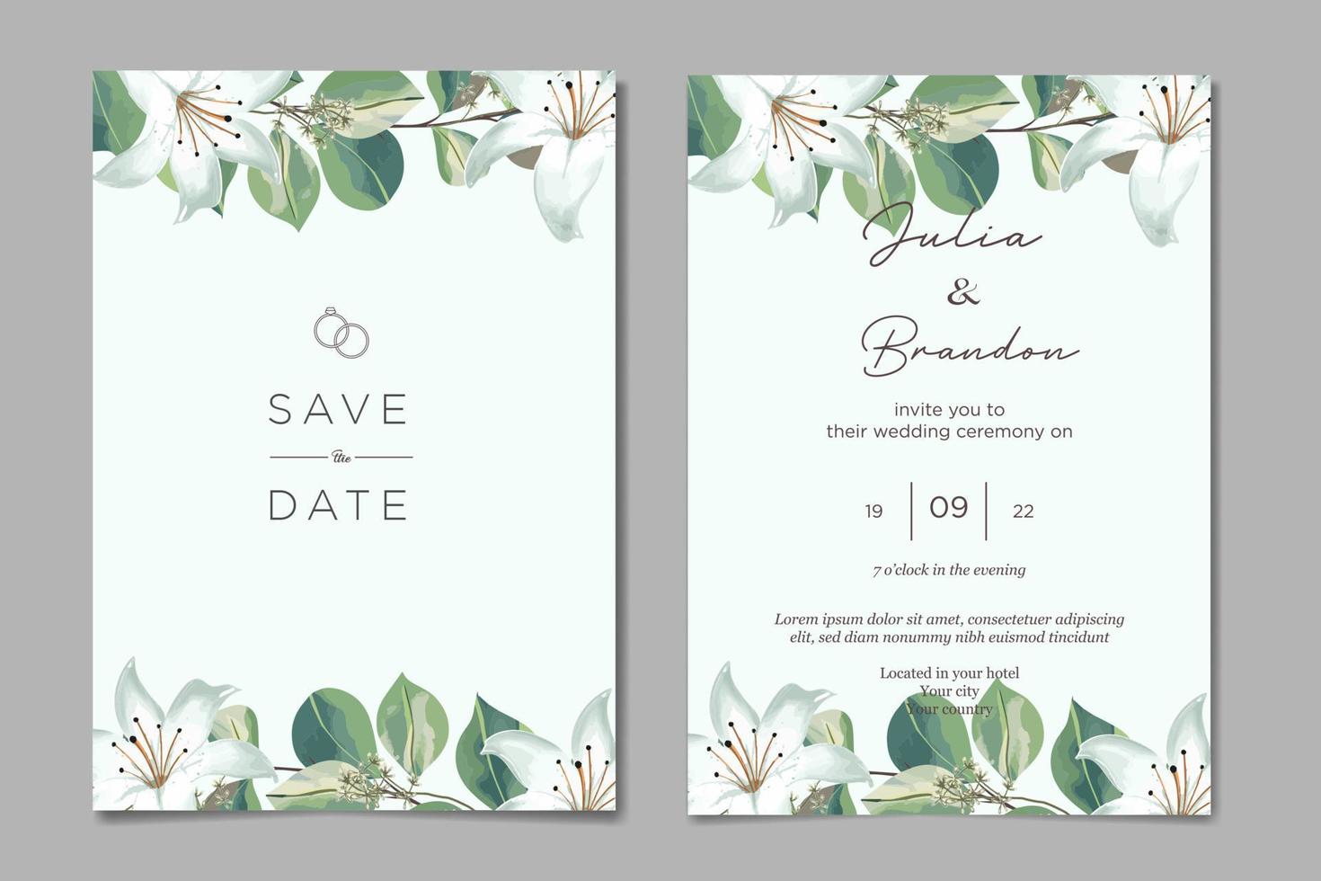 modèle d'invitation de mariage vecteur