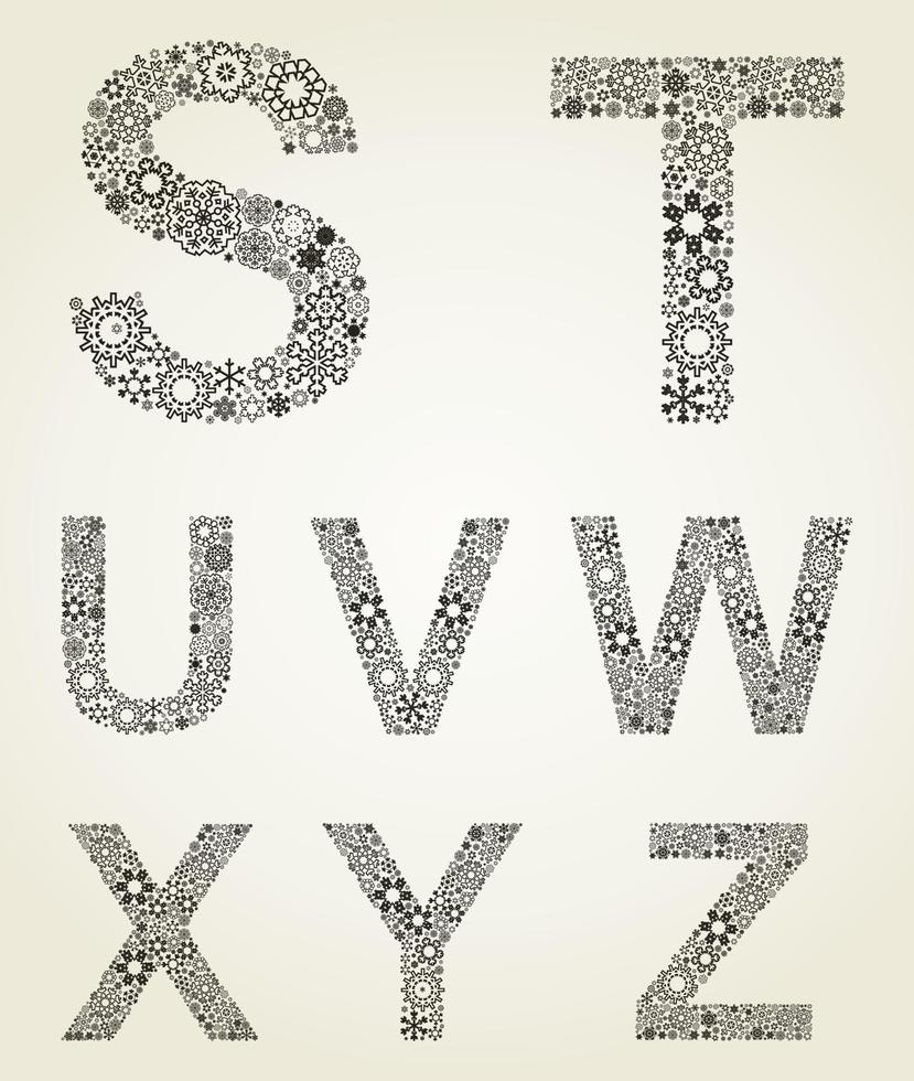 le alphabet de flocons de neige. une vecteur illustration