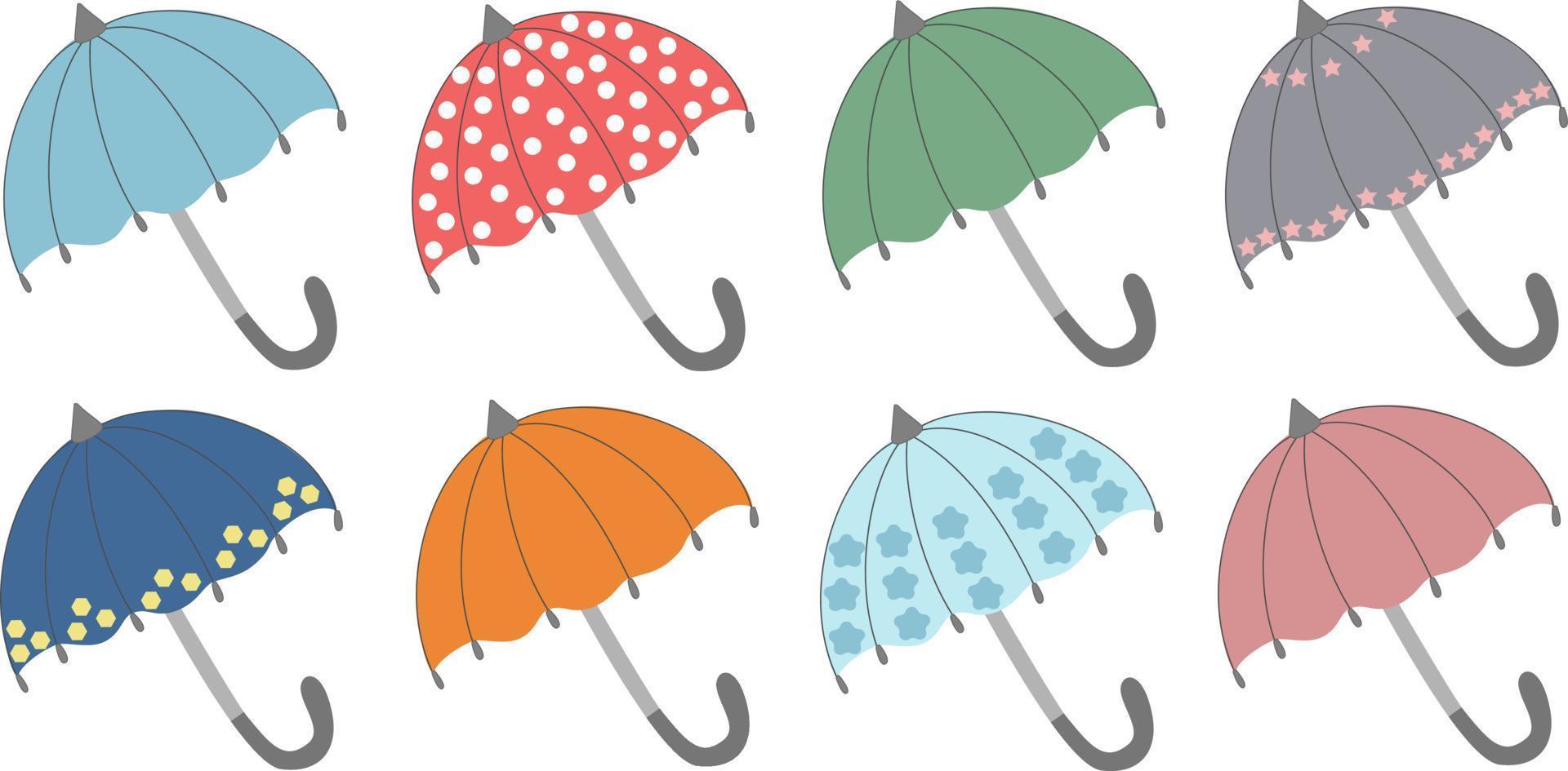 ensemble de parapluies colorés vecteur