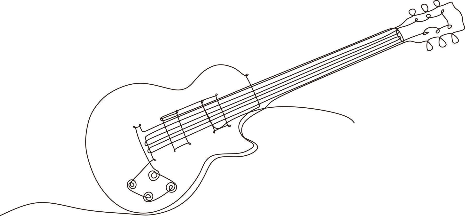 acoustique guitare continu ligne dessin, vecteur illustration