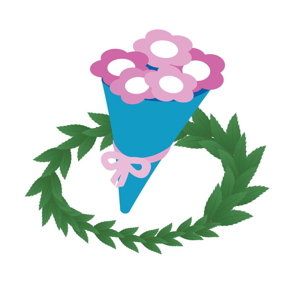 gagnant bouquet icône isométrique vecteur. coloré fleur bouquet et vert couronne vecteur