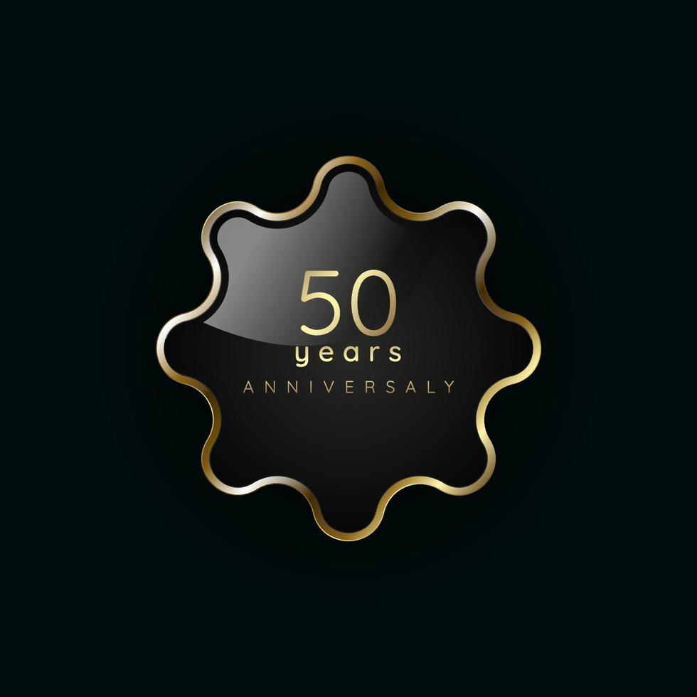 50 ans anniversaire luxe or élément, bouton, symbole, d'or bouton et prime bannière sur foncé Contexte vecteur