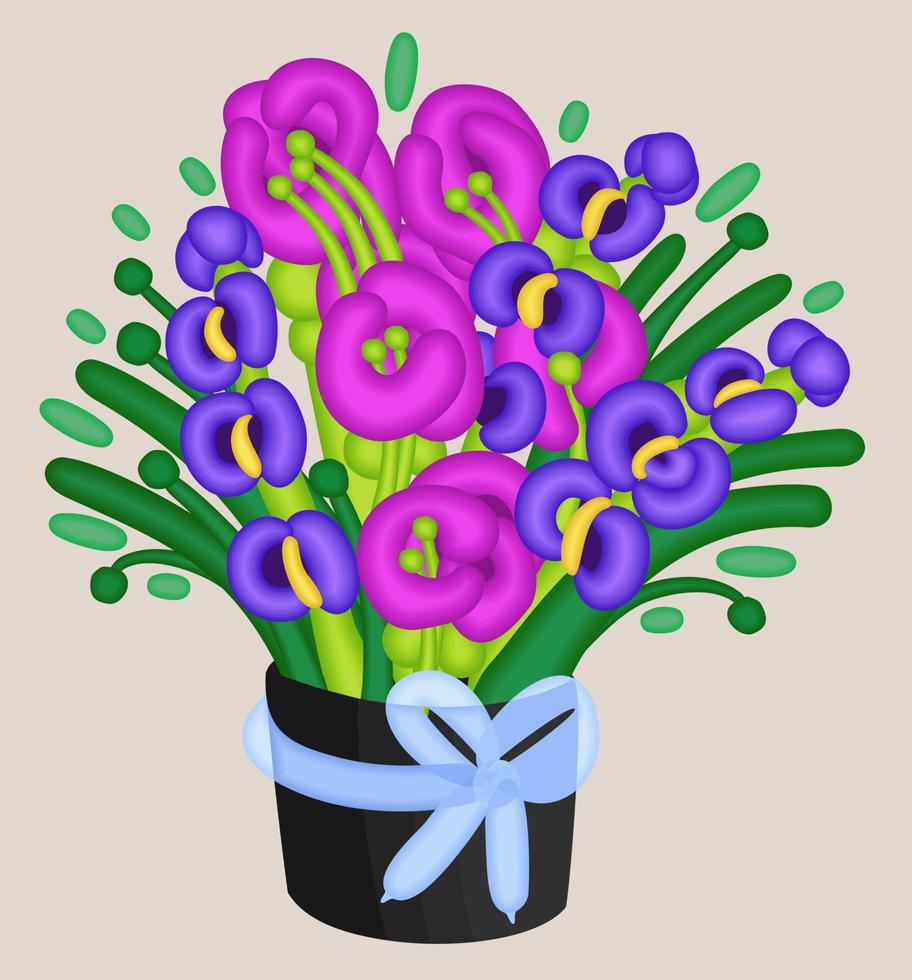 vecteur isolé floral ballon bouquet. brillant mignonne illustration.