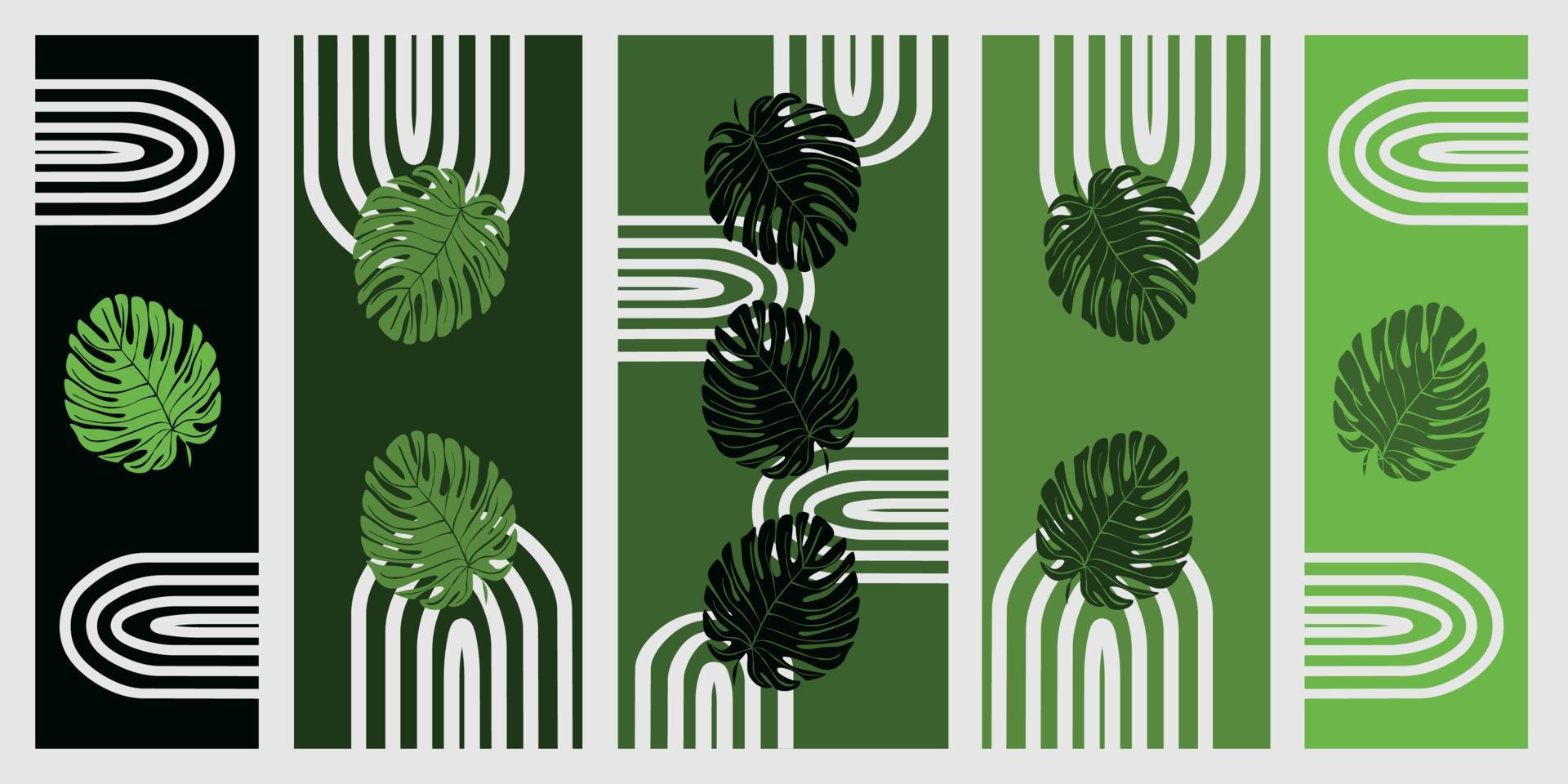 abstrait illustration forêt vert monochrome boho art avec géométrique ligne comme Contexte vecteur