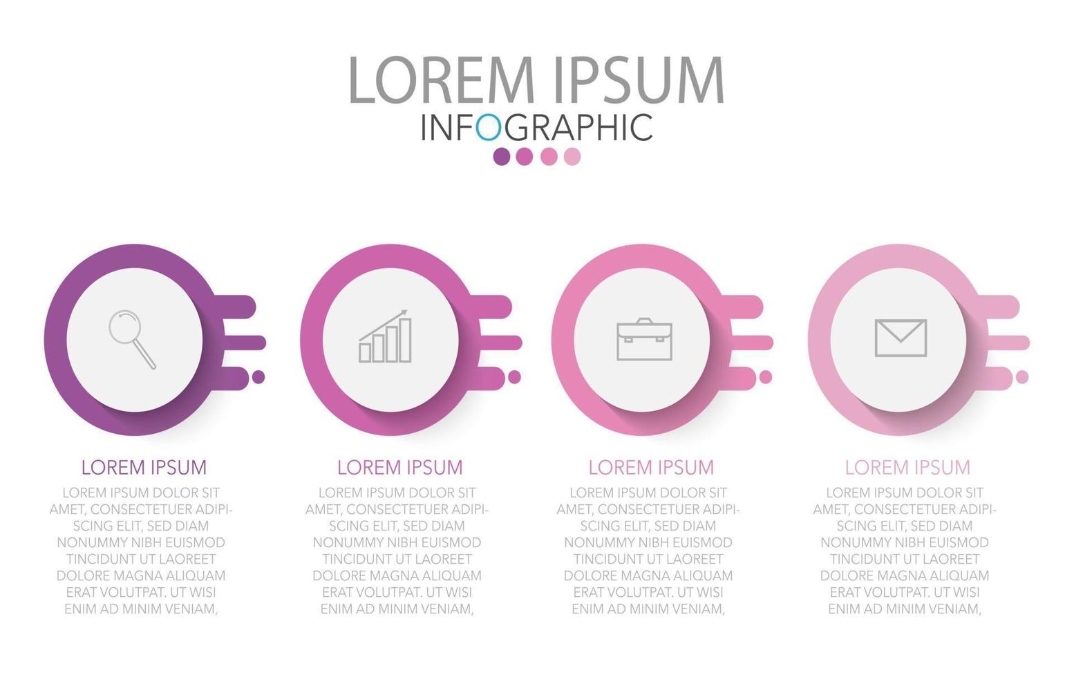 modèle infographique en quatre étapes, modèle de diagramme, graphique, présentation et graphique. vecteur