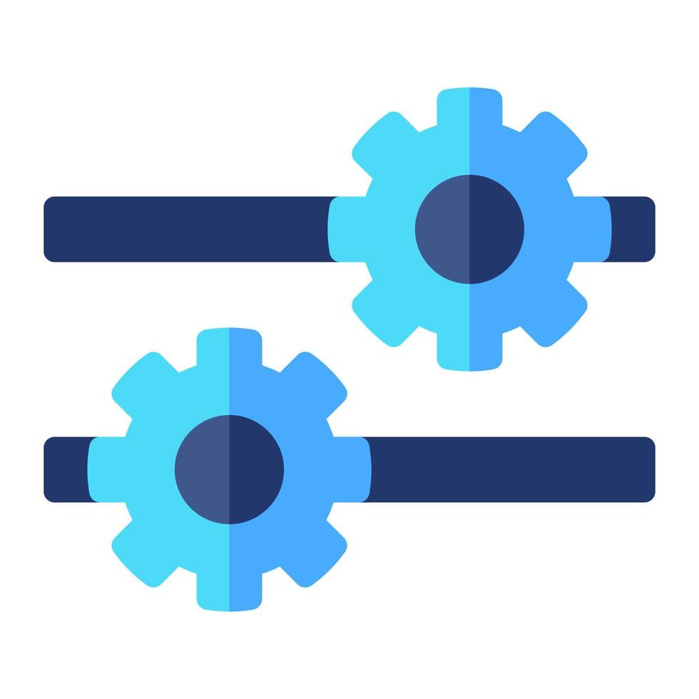 isolé réglages dans plat icône sur blanc Contexte. configuration, roue dentée, machine, transmission vecteur